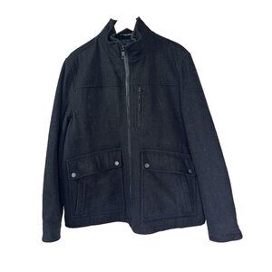 Nautica Men’s XL Black Wool Coat Preppy Classic Minimalist Outerwear Streetwear